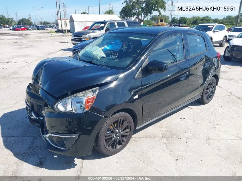 2019 Mitsubishi Mirage Le VIN: ML32A5HJ6KH015951 Lot: 40199256