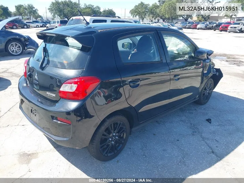 2019 Mitsubishi Mirage Le VIN: ML32A5HJ6KH015951 Lot: 40199256