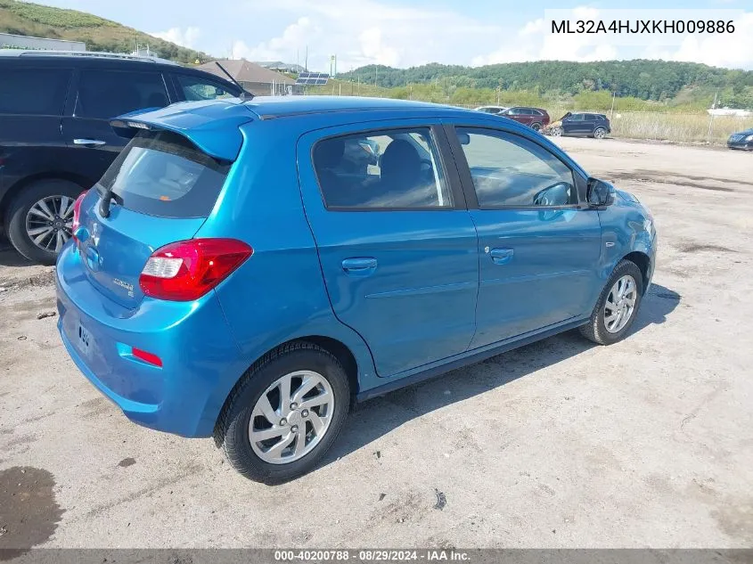 2019 Mitsubishi Mirage Se VIN: ML32A4HJXKH009886 Lot: 40200788