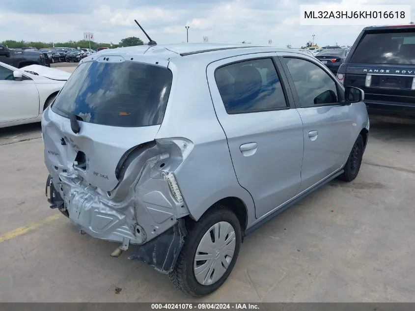 2019 Mitsubishi Mirage Rf VIN: ML32A3HJ6KH016618 Lot: 40241076