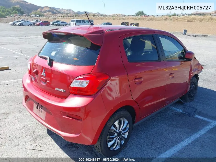 2019 Mitsubishi Mirage Rf VIN: ML32A3HJ0KH005727 Lot: 40246197