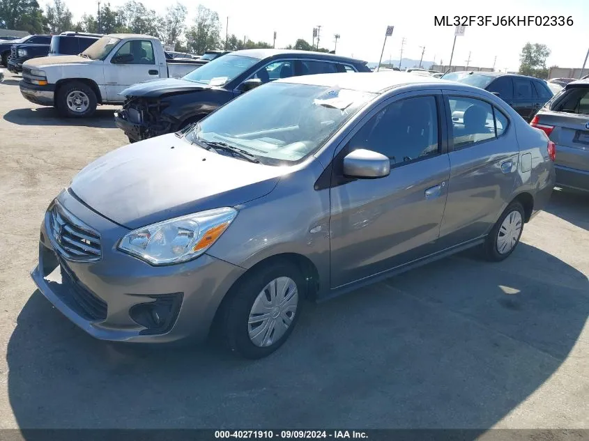 2019 Mitsubishi Mirage G4 Es VIN: ML32F3FJ6KHF02336 Lot: 40271910