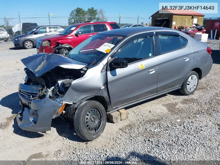 2019 Mitsubishi Mirage G4 Es VIN: ML32F3FJ3KHF14640 Lot: 40277574