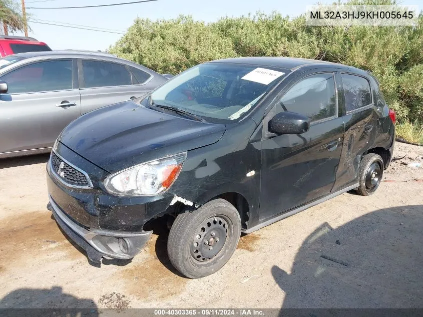 2019 Mitsubishi Mirage Es/Rf VIN: ML32A3HJ9KH005645 Lot: 40303365