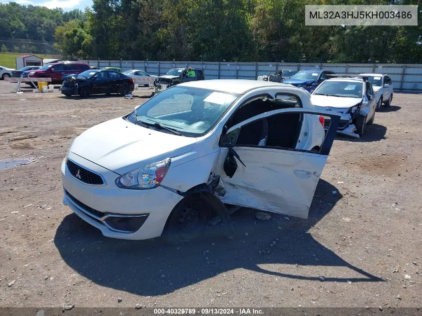 2019 Mitsubishi Mirage Es/Rf VIN: ML32A3HJ5KH003486 Lot: 40329789