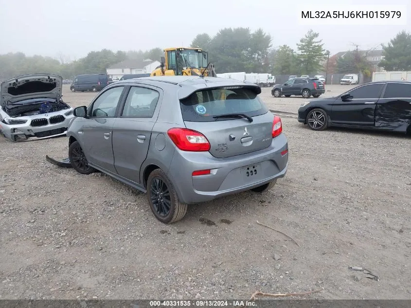 2019 Mitsubishi Mirage Le/Gt VIN: ML32A5HJ6KH015979 Lot: 40331535