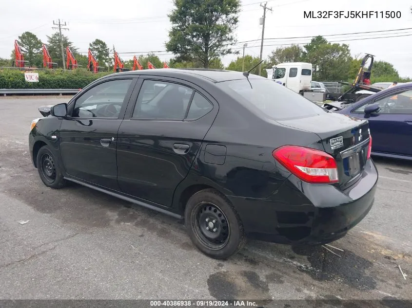 2019 Mitsubishi Mirage G4 Es VIN: ML32F3FJ5KHF11500 Lot: 40386938