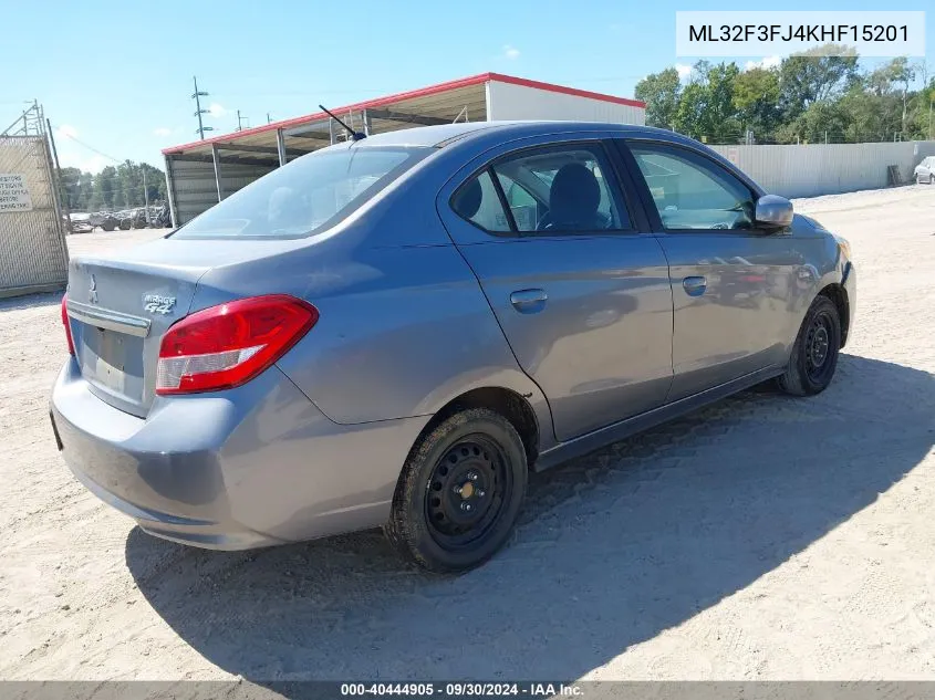 2019 Mitsubishi Mirage G4 Es VIN: ML32F3FJ4KHF15201 Lot: 40444905