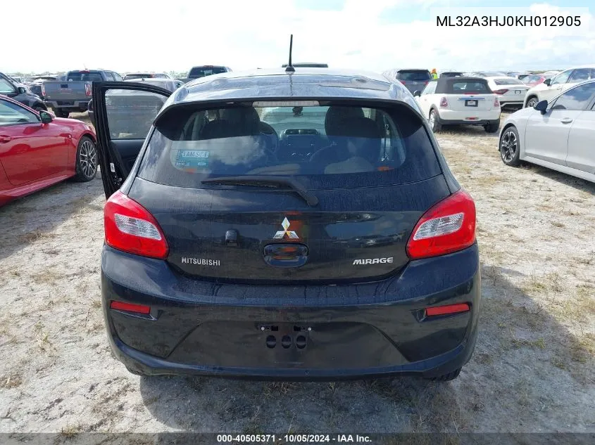 2019 Mitsubishi Mirage Es/Rf VIN: ML32A3HJ0KH012905 Lot: 40505371