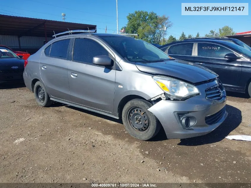 2019 Mitsubishi Mirage G4 Es/Rf VIN: ML32F3FJ9KHF12147 Lot: 40509761