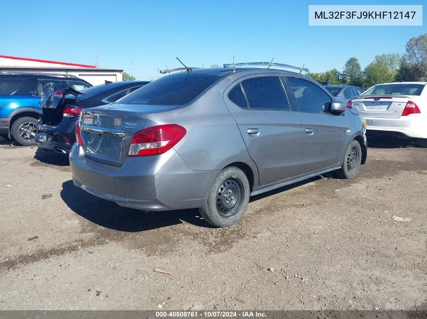 2019 Mitsubishi Mirage G4 Es/Rf VIN: ML32F3FJ9KHF12147 Lot: 40509761