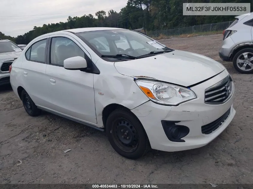 2019 Mitsubishi Mirage G4 Es VIN: ML32F3FJ0KHF05538 Lot: 40534483