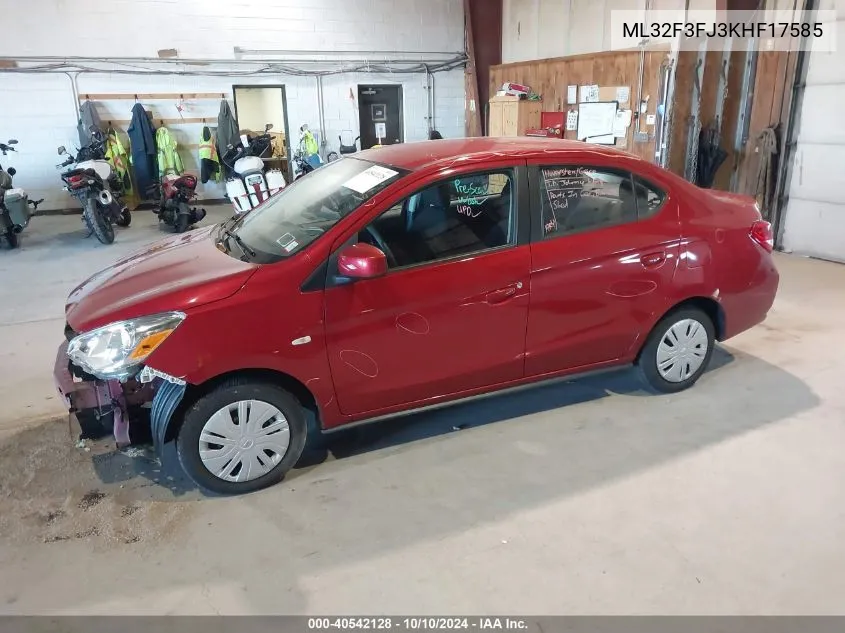 2019 Mitsubishi Mirage G4 Es VIN: ML32F3FJ3KHF17585 Lot: 40542128