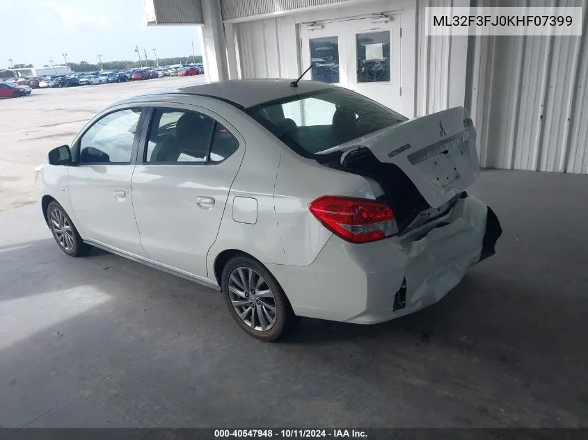 2019 Mitsubishi Mirage G4 Es VIN: ML32F3FJ0KHF07399 Lot: 40547948