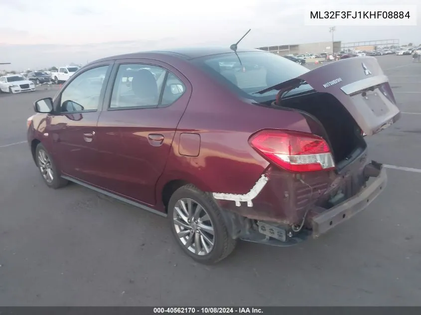 2019 Mitsubishi Mirage G4 Es VIN: ML32F3FJ1KHF08884 Lot: 40562170