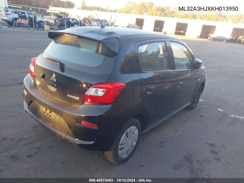 2019 Mitsubishi Mirage Es/Rf VIN: ML32A3HJXKH013950 Lot: 40570403