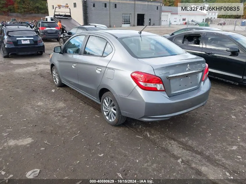 2019 Mitsubishi Mirage G4 Se VIN: ML32F4FJ6KHF00835 Lot: 40590629