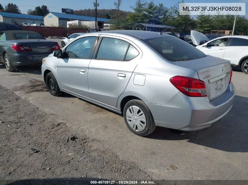 2019 Mitsubishi Mirage G4 Es VIN: ML32F3FJ3KHF08028 Lot: 40709127