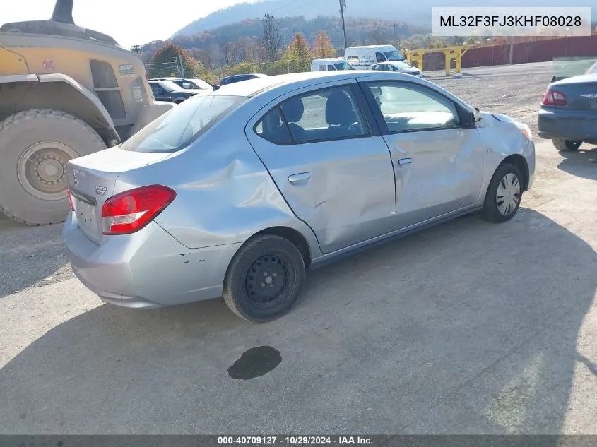 2019 Mitsubishi Mirage G4 Es VIN: ML32F3FJ3KHF08028 Lot: 40709127