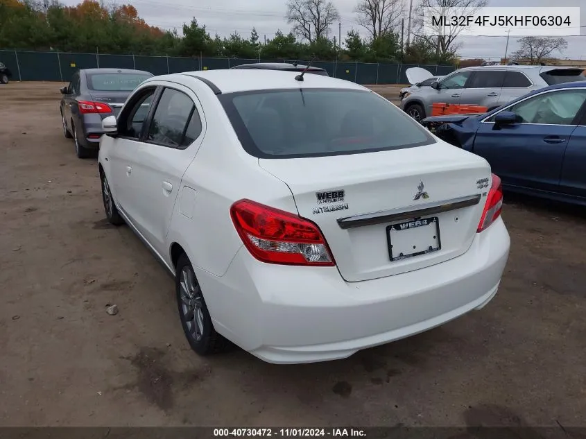 2019 Mitsubishi Mirage G4 Se VIN: ML32F4FJ5KHF06304 Lot: 40730472