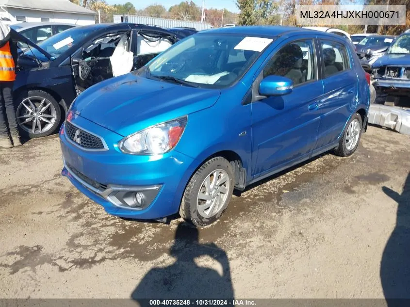 2019 Mitsubishi Mirage Se VIN: ML32A4HJXKH000671 Lot: 40735248