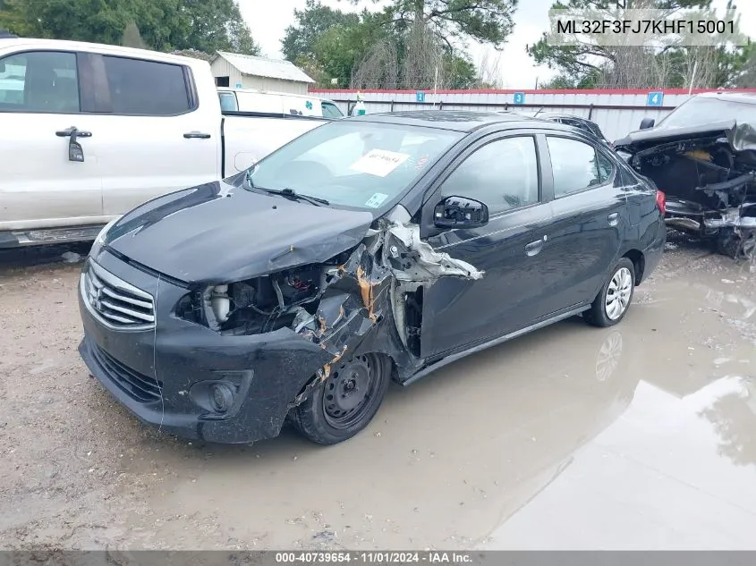 2019 Mitsubishi Mirage G4 Es VIN: ML32F3FJ7KHF15001 Lot: 40739654