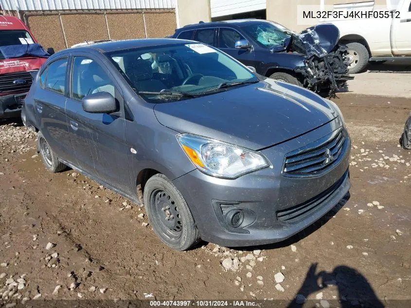 2019 Mitsubishi Mirage G4 Es VIN: ML32F3FJ4KHF05512 Lot: 40743997