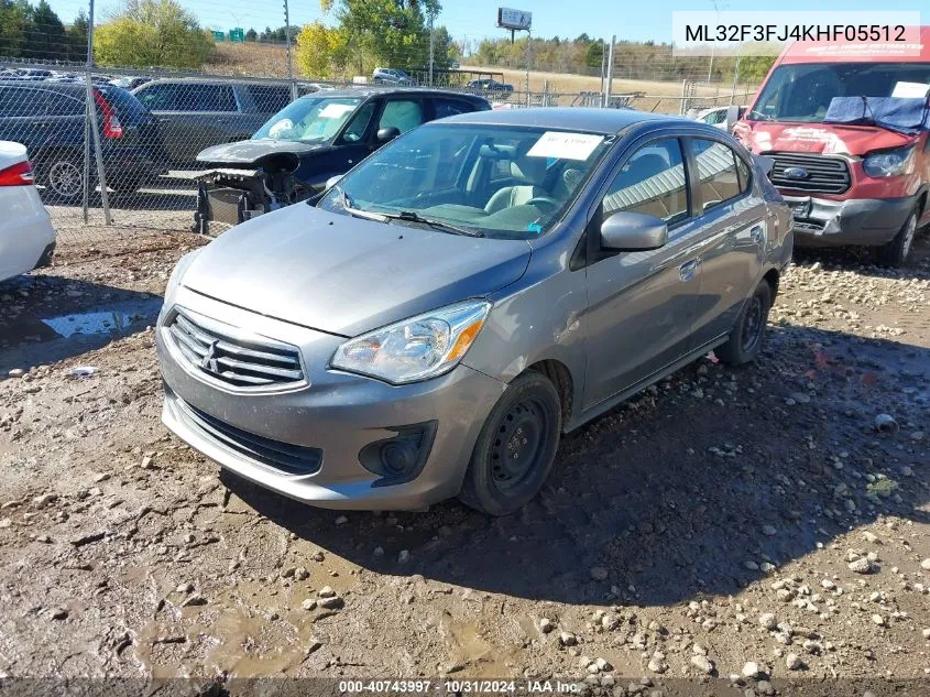 2019 Mitsubishi Mirage G4 Es VIN: ML32F3FJ4KHF05512 Lot: 40743997