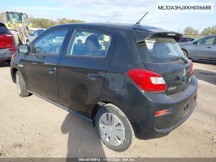 2019 Mitsubishi Mirage Rf VIN: ML32A3HJXKH006688 Lot: 40750912