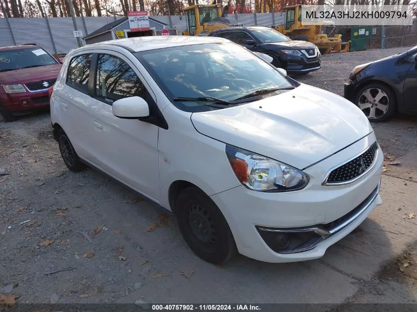 2019 Mitsubishi Mirage Rf VIN: ML32A3HJ2KH009794 Lot: 40757902