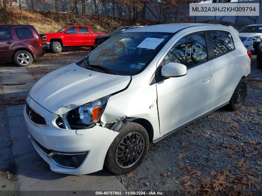 2019 Mitsubishi Mirage Rf VIN: ML32A3HJ2KH009794 Lot: 40757902