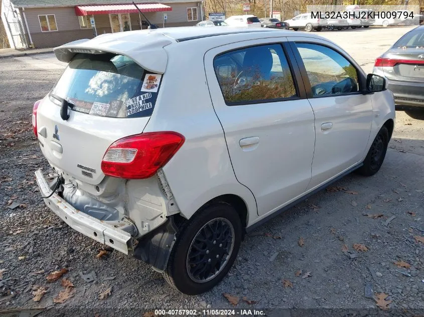 2019 Mitsubishi Mirage Rf VIN: ML32A3HJ2KH009794 Lot: 40757902