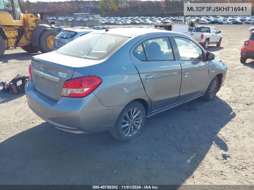 2019 Mitsubishi Mirage G4 Es VIN: ML32F3FJ5KHF16941 Lot: 40758202