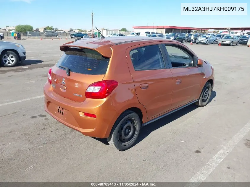 2019 Mitsubishi Mirage Rf VIN: ML32A3HJ7KH009175 Lot: 40789413