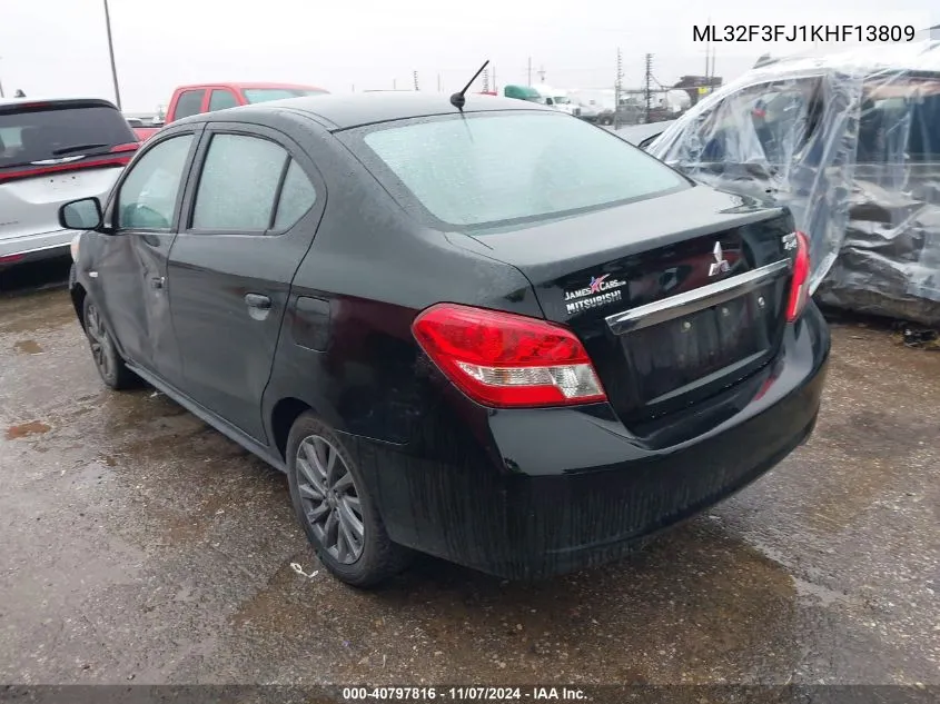 2019 Mitsubishi Mirage G4 Es/Rf VIN: ML32F3FJ1KHF13809 Lot: 40797816