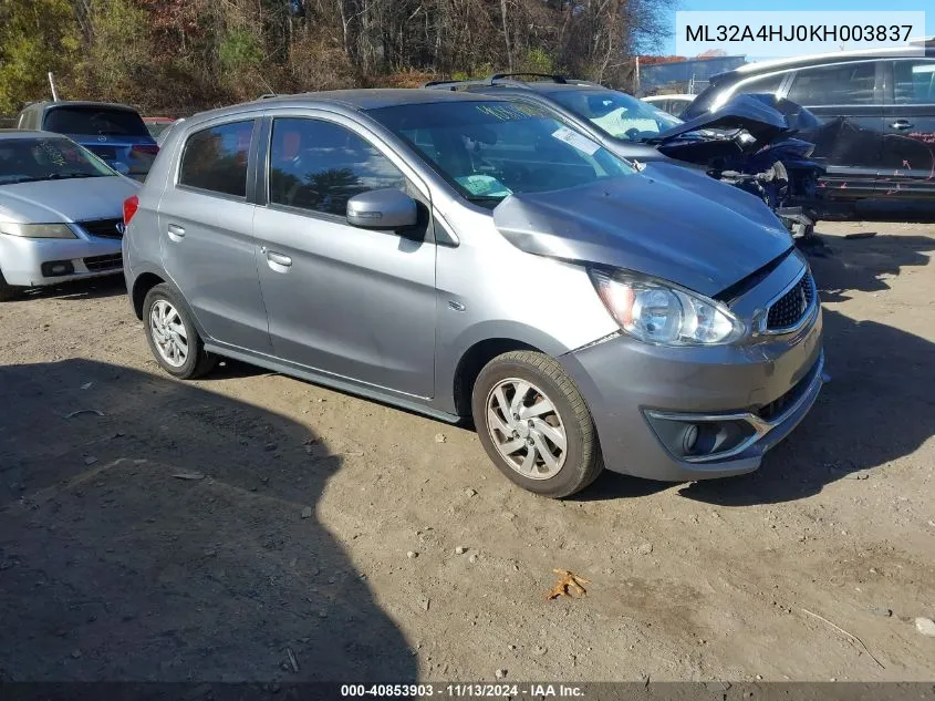 2019 Mitsubishi Mirage Se VIN: ML32A4HJ0KH003837 Lot: 40853903