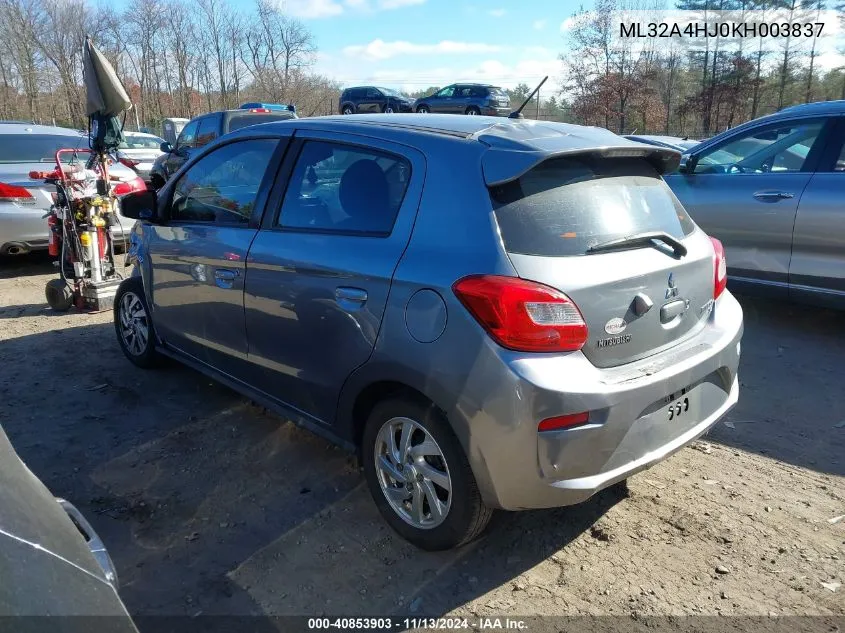 2019 Mitsubishi Mirage Se VIN: ML32A4HJ0KH003837 Lot: 40853903