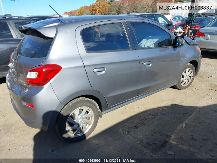 2019 Mitsubishi Mirage Se VIN: ML32A4HJ0KH003837 Lot: 40853903