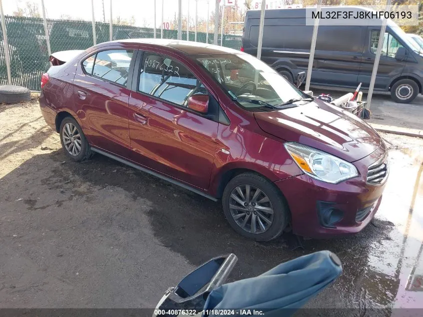 2019 Mitsubishi Mirage G4 Es VIN: ML32F3FJ8KHF06193 Lot: 40876322