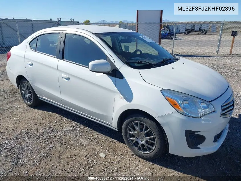 2019 Mitsubishi Mirage G4 Es VIN: ML32F3FJ2KHF02396 Lot: 40895212