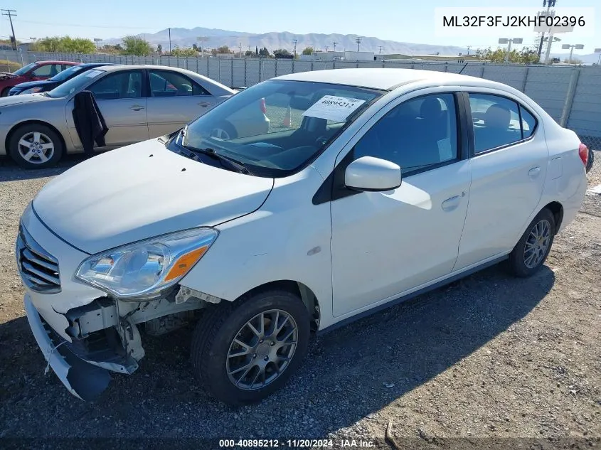 2019 Mitsubishi Mirage G4 Es VIN: ML32F3FJ2KHF02396 Lot: 40895212