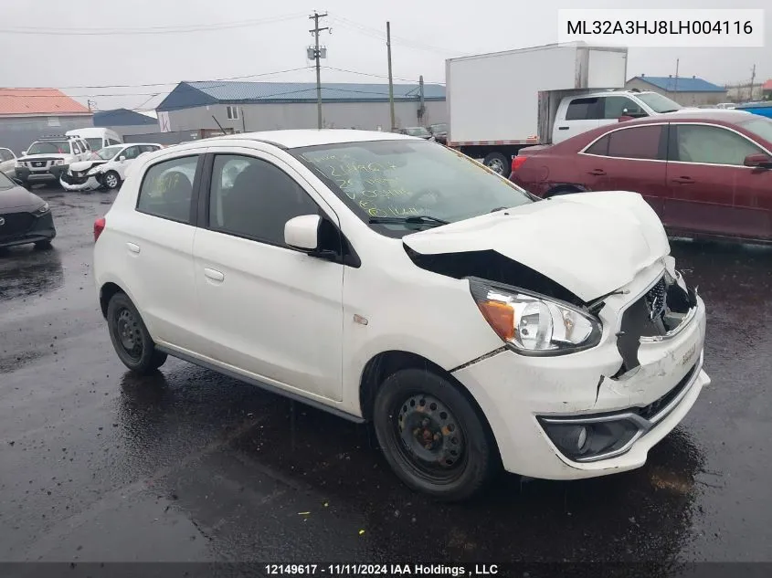 2020 Mitsubishi Mirage VIN: ML32A3HJ8LH004116 Lot: 12149617