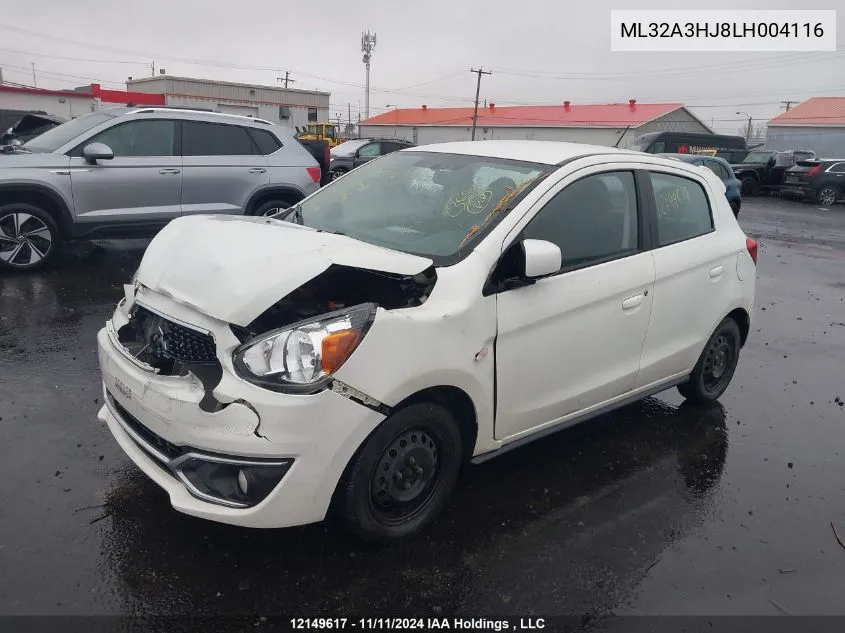 2020 Mitsubishi Mirage VIN: ML32A3HJ8LH004116 Lot: 12149617