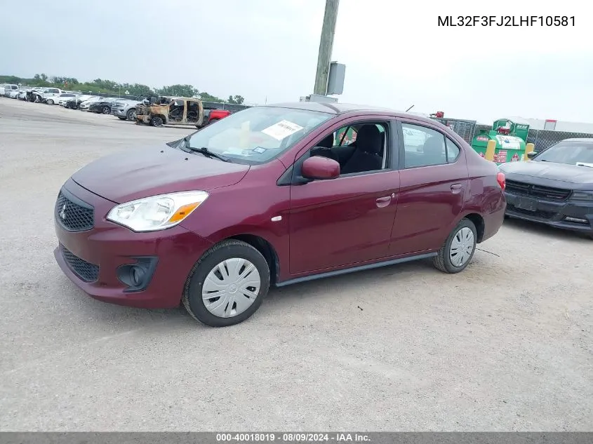 2020 Mitsubishi Mirage G4 Es VIN: ML32F3FJ2LHF10581 Lot: 40018019