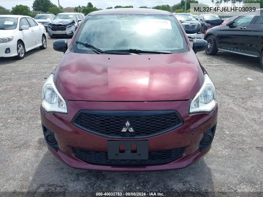 2020 Mitsubishi Mirage G4 Le VIN: ML32F4FJ6LHF03039 Lot: 40032753