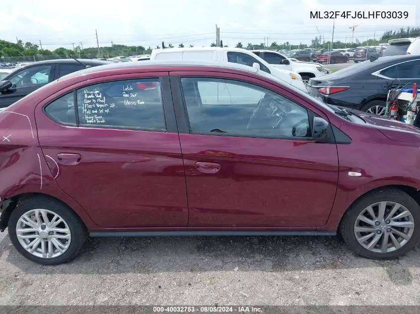 2020 Mitsubishi Mirage G4 Le VIN: ML32F4FJ6LHF03039 Lot: 40032753