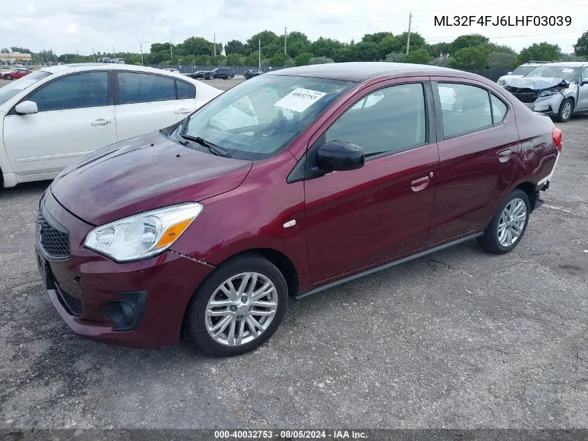 2020 Mitsubishi Mirage G4 Le VIN: ML32F4FJ6LHF03039 Lot: 40032753