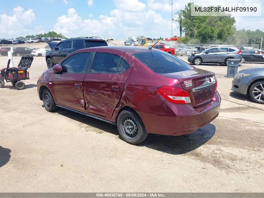 ML32F3FJ4LHF09190 2020 Mitsubishi Mirage G4 Es