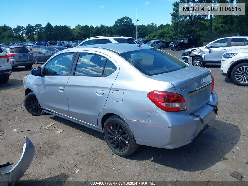 2020 Mitsubishi Mirage G4 Le/Se VIN: ML32F4FJ0LHF06616 Lot: 40077574