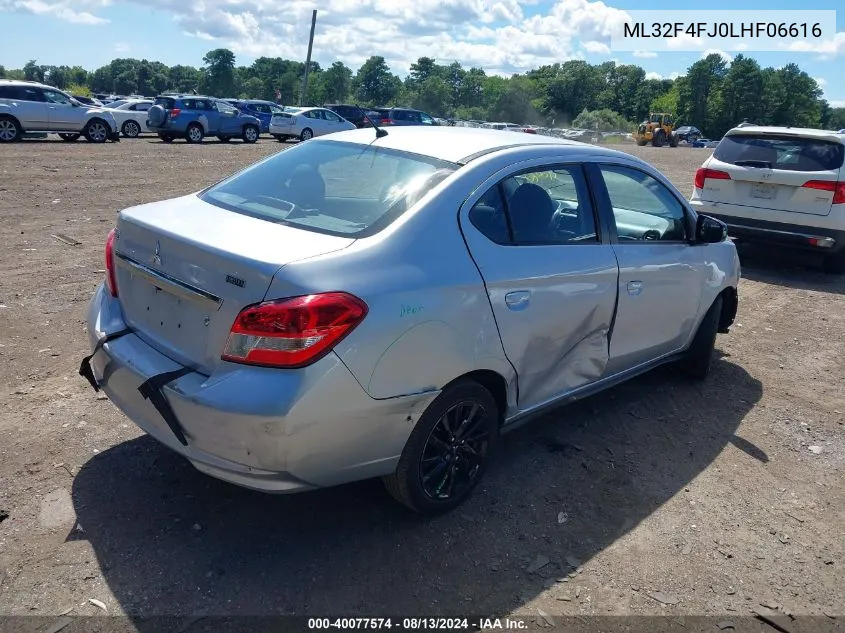 2020 Mitsubishi Mirage G4 Le/Se VIN: ML32F4FJ0LHF06616 Lot: 40077574